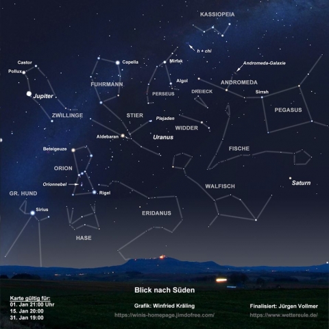 Sternkarte Januar 2026