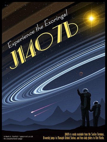 Der Exoplanet J1407 mt seinen Ringen (Mark A. Garlick)